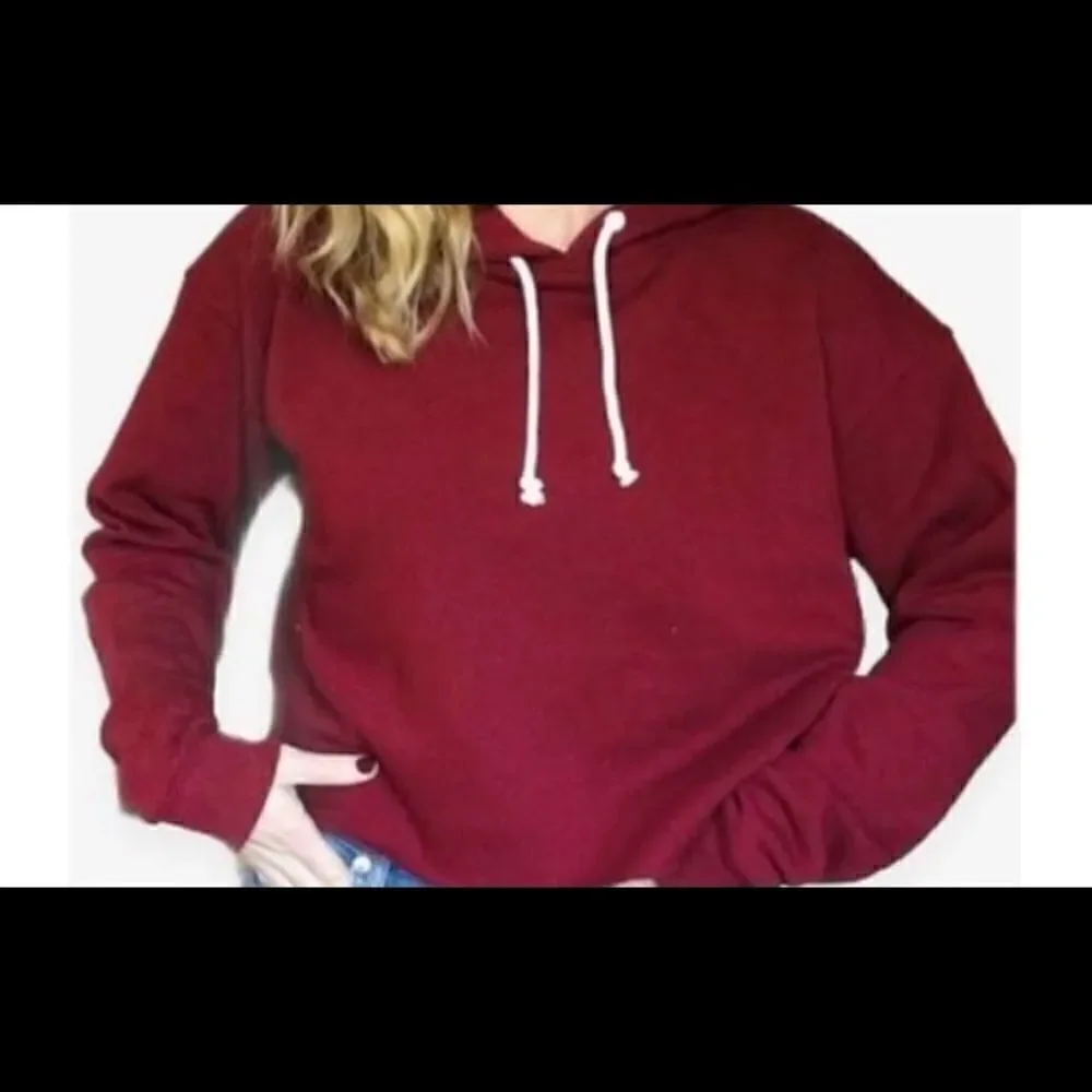 🛍Wild Fable Red Cropped Hoodie Drawstring Size Medium - Picture 3 of 8